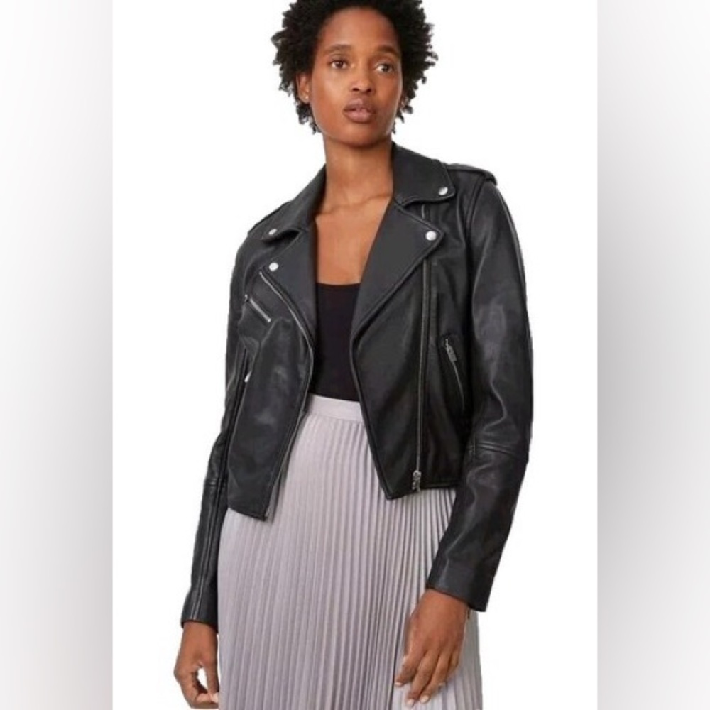 Club Monaco Women's Leather Moto Jacket - size small
